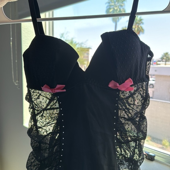 Victorias Secret lingerie black with pink bows and sparkles on front size 34B - Picture 6 of 12